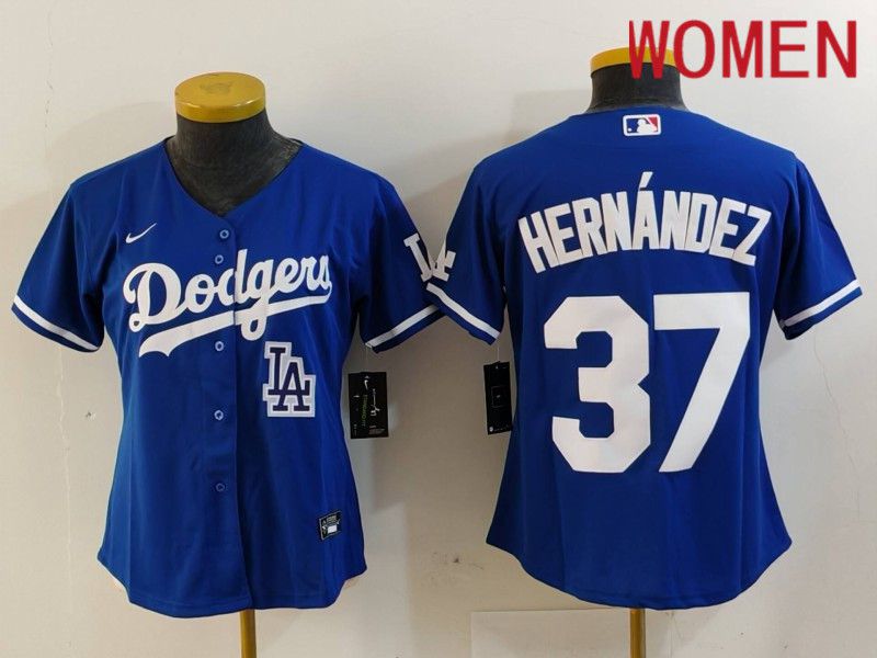 Women Los Angeles Dodgers #37 Hernandez Blue Nike Game 2024 MLB Jersey style 7264->pittsburgh pirates->MLB Jersey
